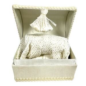 Child’s Crocheted Lace Dress Gloves/Pair of Linen Gloves in Silk Treasure Chest